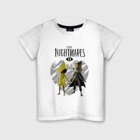 Детская футболка хлопок с принтом Little Nightmares II в Новосибирске, 100% хлопок | круглый вырез горловины, полуприлегающий силуэт, длина до линии бедер | game | little nightmares | девочка и мальчик | желтый | игры | любовь | пара | парные