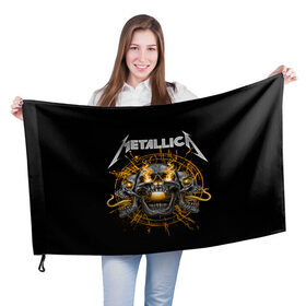 Флаг 3D с принтом Metallica в Новосибирске, 100% полиэстер | плотность ткани — 95 г/м2, размер — 67 х 109 см. Принт наносится с одной стороны | heavy metal | metal | metallica | группы | метал | металлика | музыка | рок | трэш метал | хєви метал