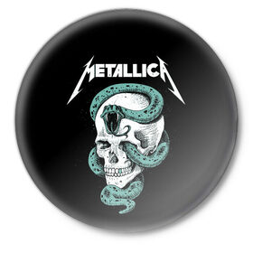 Значок с принтом Metallica в Новосибирске,  металл | круглая форма, металлическая застежка в виде булавки | heavy metal | metal | metallica | группы | метал | металлика | музыка | рок | трэш метал | хєви метал