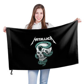 Флаг 3D с принтом Metallica в Новосибирске, 100% полиэстер | плотность ткани — 95 г/м2, размер — 67 х 109 см. Принт наносится с одной стороны | heavy metal | metal | metallica | группы | метал | металлика | музыка | рок | трэш метал | хєви метал