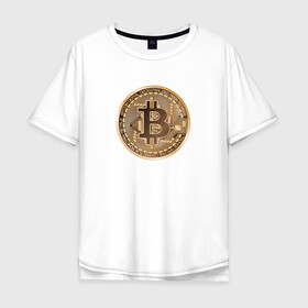 Мужская футболка хлопок Oversize с принтом БИТКОИН (НА СПИНЕ) в Новосибирске, 100% хлопок | свободный крой, круглый ворот, “спинка” длиннее передней части | bitcoin | blockchain | btc | cardano | crypto | ethereum | polkadot | tether | xrp | бинанс | биткоин | блокчейн | валюта | деньги | криптовалюта | майнер | майнинг | цифровая валюта | цифровое золото | эфир