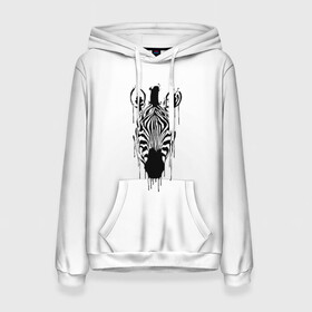 Женская толстовка 3D с принтом Зебра минимализм в Новосибирске, 100% полиэстер  | двухслойный капюшон со шнурком для регулировки, мягкие манжеты на рукавах и по низу толстовки, спереди карман-кенгуру с мягким внутренним слоем. | animal | beast | black | minimalism | white | zebra | белое | животное | зверь | зебра | краски | минимализм | чернила | черно белое | черное