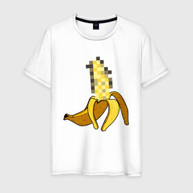 Мужская футболка хлопок с принтом Банан Цензура в Новосибирске, 100% хлопок | прямой крой, круглый вырез горловины, длина до линии бедер, слегка спущенное плечо. | banana | brazzers | censored | банан | без | пиксели | пиксель | фрукт