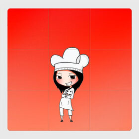 Магнитный плакат 3Х3 с принтом Повар девушка манга в Новосибирске, Полимерный материал с магнитным слоем | 9 деталей размером 9*9 см | аниме | арт | готовка | градиент | девочка | девушка | детский | еда | кавай | манга | мило | мультяшный | персонаж | повар | рисунок | чиби