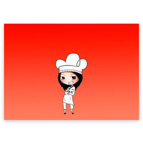 Поздравительная открытка с принтом Повар девушка манга в Новосибирске, 100% бумага | плотность бумаги 280 г/м2, матовая, на обратной стороне линовка и место для марки
 | аниме | арт | готовка | градиент | девочка | девушка | детский | еда | кавай | манга | мило | мультяшный | персонаж | повар | рисунок | чиби
