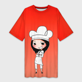 Платье-футболка 3D с принтом Повар девушка манга в Новосибирске,  |  | аниме | арт | готовка | градиент | девочка | девушка | детский | еда | кавай | манга | мило | мультяшный | персонаж | повар | рисунок | чиби