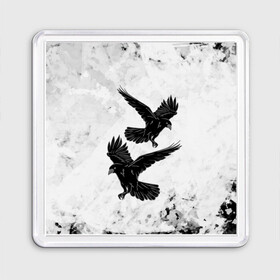 Магнит 55*55 с принтом Gothic crows в Новосибирске, Пластик | Размер: 65*65 мм; Размер печати: 55*55 мм | animals | art | bird | black | crow | dark | halloween | wings | witch | арт | ворона | готика | готические | животные | крылья | нечисть | орел | перья | природа | птица | птица ворон | птичка | тьма | хеллоуин | хищник | черная птица
