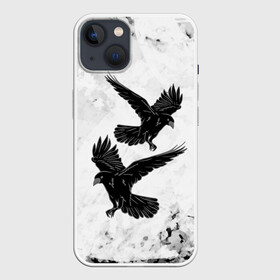 Чехол для iPhone 13 с принтом Gothic crows в Новосибирске,  |  | animals | art | bird | black | crow | dark | halloween | wings | witch | арт | ворона | готика | готические | животные | крылья | нечисть | орел | перья | природа | птица | птица ворон | птичка | тьма | хеллоуин | хищник | черная птица