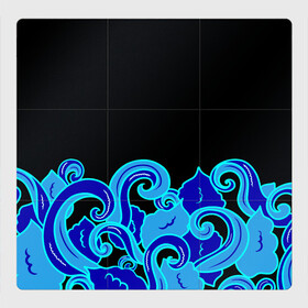 Магнитный плакат 3Х3 с принтом Синие волны узор в Новосибирске, Полимерный материал с магнитным слоем | 9 деталей размером 9*9 см | Тематика изображения на принте: abstract | art | japan style | nature | ocean | pattern | sea | summer | абстракция | арт | вода | волны | лето | море | морские | ночь | океан | орнамент | природа | рисунок | синий узор | узор | узор на черном | щупальца | японские вол