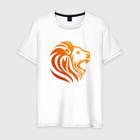 Мужская футболка хлопок с принтом HEAD LION в Новосибирске, 100% хлопок | прямой крой, круглый вырез горловины, длина до линии бедер, слегка спущенное плечо. | Тематика изображения на принте: animal | beast | cat | cute | fluffy | hunter | lion | lion cub | lion king | mane | predator | red | tail | yellow | большая кошка | грива | животное | зверь | король лев | кот | лев | лёвушка | львенок | милый | муфаса | охотник | пушистый 