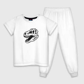 Детская пижама хлопок с принтом Череп Тираннозавра в Новосибирске, 100% хлопок |  брюки и футболка прямого кроя, без карманов, на брюках мягкая резинка на поясе и по низу штанин
 | Тематика изображения на принте: динозавр | минимализм | рисунок | тираннозавра | череп | череп тираннозавра