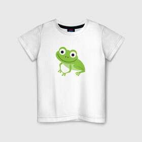 Детская футболка хлопок с принтом Лягушонок в Новосибирске, 100% хлопок | круглый вырез горловины, полуприлегающий силуэт, длина до линии бедер | животное | лягушка | лягушонок | минимализм | рисунок