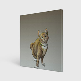Холст квадратный с принтом полосатый уличный кот в Новосибирске, 100% ПВХ |  | арт | бандит | вектор | градиент | кот | котенок | котик | котэ | мультяшный | мяу | полоски | рисунок | рыжий | серый | уличный | хитрюга
