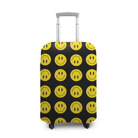 Чехол для чемодана 3D с принтом Смайлики в Новосибирске, 86% полиэфир, 14% спандекс | двустороннее нанесение принта, прорези для ручек и колес | emoji | smile | sticker | грусть | любовь | печаль | плачь | смайлики | стикеры | текстура | улыбка | эмоджи | эмодзи