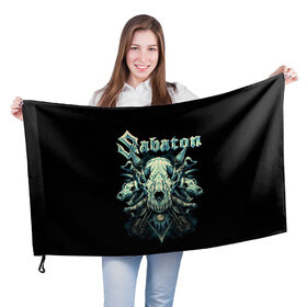 Флаг 3D с принтом Sabaton в Новосибирске, 100% полиэстер | плотность ткани — 95 г/м2, размер — 67 х 109 см. Принт наносится с одной стороны | heavy metal | sabaton | группы | метал | музыка | сабатон | хэви метал