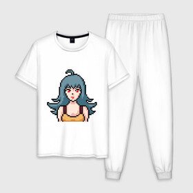 Мужская пижама хлопок с принтом Pixel art anime в Новосибирске, 100% хлопок | брюки и футболка прямого кроя, без карманов, на брюках мягкая резинка на поясе и по низу штанин
 | Тематика изображения на принте: anime | art | girl | manga | pixel | аниме | арт | девушка | манга | пиксель