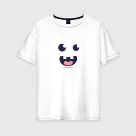 Женская футболка хлопок Oversize с принтом Happiness в Новосибирске, 100% хлопок | свободный крой, круглый ворот, спущенный рукав, длина до линии бедер
 | happiness | smile | лицо | радость | смайл | счастье | улыбка | человечек | эмодзи