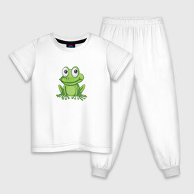 Детская пижама хлопок с принтом Лягушонок в Новосибирске, 100% хлопок |  брюки и футболка прямого кроя, без карманов, на брюках мягкая резинка на поясе и по низу штанин
 | животное | земноводное | лягушка | лягушонок | рисунок