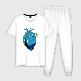 Мужская пижама хлопок с принтом Сердце художника в Новосибирске, 100% хлопок | брюки и футболка прямого кроя, без карманов, на брюках мягкая резинка на поясе и по низу штанин
 | heart | van gogh | абстракция | ван гог | живопись | звездная ночь | искусство | картина | краски | медицина | органы | рисунок | сердечко | сердце | текстуры | художник