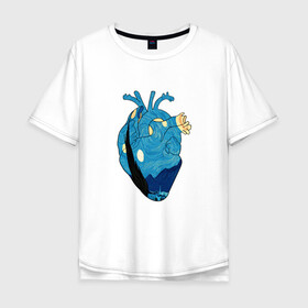 Мужская футболка хлопок Oversize с принтом Сердце художника в Новосибирске, 100% хлопок | свободный крой, круглый ворот, “спинка” длиннее передней части | heart | van gogh | абстракция | ван гог | живопись | звездная ночь | искусство | картина | краски | медицина | органы | рисунок | сердечко | сердце | текстуры | художник