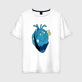 Женская футболка хлопок Oversize с принтом Сердце художника в Новосибирске, 100% хлопок | свободный крой, круглый ворот, спущенный рукав, длина до линии бедер
 | heart | van gogh | абстракция | ван гог | живопись | звездная ночь | искусство | картина | краски | медицина | органы | рисунок | сердечко | сердце | текстуры | художник