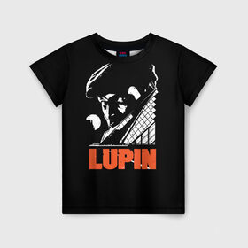Детская футболка 3D с принтом Lupin - Сериал Люпен в Новосибирске, 100% гипоаллергенный полиэфир | прямой крой, круглый вырез горловины, длина до линии бедер, чуть спущенное плечо, ткань немного тянется | lupin | netflix | детектив | логотип | люпен | люпин | люпэн | мужской | нетфликс | омар си | подарок | портрет | сериал | черный