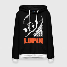 Женская толстовка 3D с принтом Lupin - Сериал Люпен в Новосибирске, 100% полиэстер  | двухслойный капюшон со шнурком для регулировки, мягкие манжеты на рукавах и по низу толстовки, спереди карман-кенгуру с мягким внутренним слоем. | lupin | netflix | детектив | логотип | люпен | люпин | люпэн | мужской | нетфликс | омар си | подарок | портрет | сериал | черный