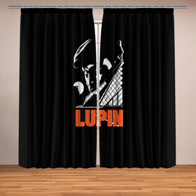 Фотошторы с принтом Lupin - Сериал Люпен в Новосибирске, Блэкаут (светозащита 90%) / Габардин (светозащита 40% | 2 полотна шириной по 145 см; Высота 200-300 см; Крепление: шторная лента (на крючки); | lupin | netflix | детектив | логотип | люпен | люпин | люпэн | мужской | нетфликс | омар си | подарок | портрет | сериал | черный