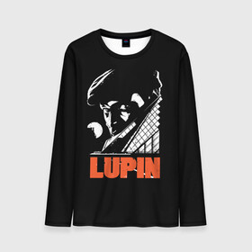Мужской лонгслив 3D с принтом Lupin - Сериал Люпен в Новосибирске, 100% полиэстер | длинные рукава, круглый вырез горловины, полуприлегающий силуэт | Тематика изображения на принте: lupin | netflix | детектив | логотип | люпен | люпин | люпэн | мужской | нетфликс | омар си | подарок | портрет | сериал | черный