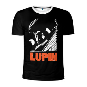 Мужская футболка 3D спортивная с принтом Lupin - Сериал Люпен в Новосибирске, 100% полиэстер с улучшенными характеристиками | приталенный силуэт, круглая горловина, широкие плечи, сужается к линии бедра | lupin | netflix | детектив | логотип | люпен | люпин | люпэн | мужской | нетфликс | омар си | подарок | портрет | сериал | черный