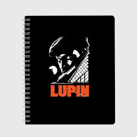 Тетрадь с принтом Lupin - Сериал Люпен в Новосибирске, 100% бумага | 48 листов, плотность листов — 60 г/м2, плотность картонной обложки — 250 г/м2. Листы скреплены сбоку удобной пружинной спиралью. Уголки страниц и обложки скругленные. Цвет линий — светло-серый
 | Тематика изображения на принте: lupin | netflix | детектив | логотип | люпен | люпин | люпэн | мужской | нетфликс | омар си | подарок | портрет | сериал | черный