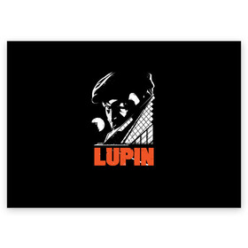 Поздравительная открытка с принтом Lupin - Сериал Люпен в Новосибирске, 100% бумага | плотность бумаги 280 г/м2, матовая, на обратной стороне линовка и место для марки
 | lupin | netflix | детектив | логотип | люпен | люпин | люпэн | мужской | нетфликс | омар си | подарок | портрет | сериал | черный