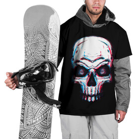 Накидка на куртку 3D с принтом Glitch Skull в Новосибирске, 100% полиэстер |  | art | dead | death | ghost | glitch | neon | skeleton | skull | skulls | арт | глитч | глич | неон | призрак | скелет | череп | черепа