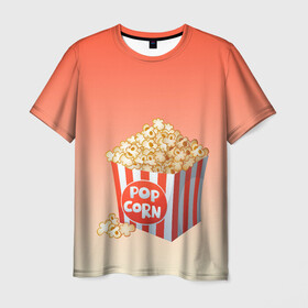 Мужская футболка 3D с принтом попкорн рисунок в Новосибирске, 100% полиэфир | прямой крой, круглый вырез горловины, длина до линии бедер | Тематика изображения на принте: вкусняшка | воздушная кукуруза | еда | кино | кинопросмотр | киносеанс | кинотеатр | попкорн
