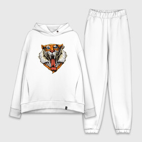 Женский костюм хлопок Oversize с принтом Tiger Face в Новосибирске,  |  | animal | beast | cat | cute | fluffy | hunter | lion | lion cub | lion king | mane | predator | red | tail | tiger | yellow | большая кошка | голова тигра | грива | животное | зверь | король лев | кот | милый | охотник | пушистый | тигр | тиг