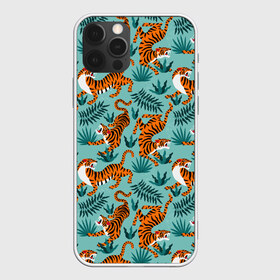 Чехол для iPhone 12 Pro Max с принтом Рычащие Тигры Паттерн в Новосибирске, Силикон |  | black | cat | chill | relax | tiger | животные | коралловый | кот | кошки | лев | леопарды | отдых | паттерн | полосатый | полосы | растения | тигры | узор | цветы