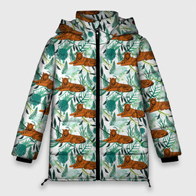 Женская зимняя куртка Oversize с принтом Цветы и Тигр Паттерн в Новосибирске, верх — 100% полиэстер; подкладка — 100% полиэстер; утеплитель — 100% полиэстер | длина ниже бедра, силуэт Оверсайз. Есть воротник-стойка, отстегивающийся капюшон и ветрозащитная планка. 

Боковые карманы с листочкой на кнопках и внутренний карман на молнии | black | cat | chill | relax | tiger | животные | коралловый | кот | кошки | лев | леопарды | отдых | паттерн | полосатый | полосы | растения | тигры | узор | цветы