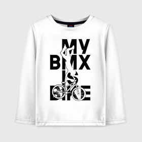 Детский лонгслив хлопок с принтом MY BMX IS BIKE в Новосибирске, 100% хлопок | круглый вырез горловины, полуприлегающий силуэт, длина до линии бедер | 4 | 5 | five | games | grand theft auto | gta | gta v | los santos | online | rockstar | san andreas | великое авто воровство | гта | гташка | игры | логотип | лос сантос | майкл | мафия | ограбление | онлайн | пеф | рокстар | самп | сан андреас 