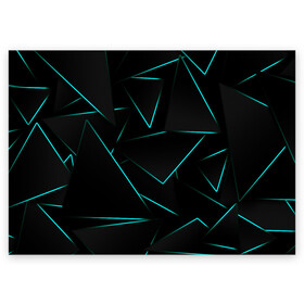 Поздравительная открытка с принтом НЕОНОВЫЕ ТРЕУГОЛЬНИКИ в Новосибирске, 100% бумага | плотность бумаги 280 г/м2, матовая, на обратной стороне линовка и место для марки
 | 3d | 3д | abstraction | geometric | geometry | neon | steel | абстракция | взрыв | геометрия | неон | неоновые | плиты | разлом | соты | стекло | стеклянный | треугольник | треугольники