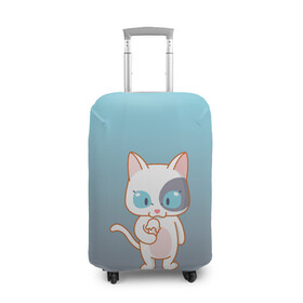 Чехол для чемодана 3D с принтом кот с мороженкой в Новосибирске, 86% полиэфир, 14% спандекс | двустороннее нанесение принта, прорези для ручек и колес | голубые глаза | кот | котенок | котик | кошак | мороженка | мороженко | мороженое | прямоходячий | рисунок | рожок