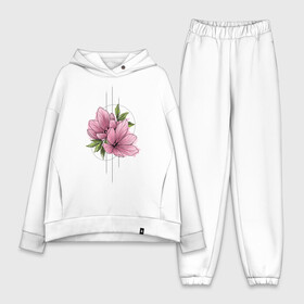 Женский костюм хлопок Oversize с принтом Watercolour flowers в Новосибирске,  |  | 8 марта | girl | woman | бабушка | весна | девушкам | девушке | девушки | женский | листья | мама | март | подарок | тренд | цветочки | цветы