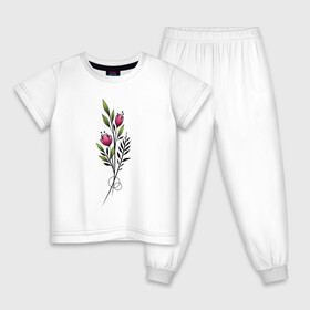 Детская пижама хлопок с принтом Graphic flower в Новосибирске, 100% хлопок |  брюки и футболка прямого кроя, без карманов, на брюках мягкая резинка на поясе и по низу штанин
 | 8 марта | girl | woman | бабушка | весна | девушкам | девушке | девушки | женский | листья | мама | март | подарок | тренд | цветочки | цветы