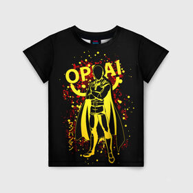 Детская футболка 3D с принтом One-Punch Man в Новосибирске, 100% гипоаллергенный полиэфир | прямой крой, круглый вырез горловины, длина до линии бедер, чуть спущенное плечо, ткань немного тянется | anime | one punch man | onepunchman | saitama | аниме | ванпанчмен | лысый плащ | манга | сайтама