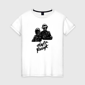 Женская футболка хлопок с принтом Daft Punk в Новосибирске, 100% хлопок | прямой крой, круглый вырез горловины, длина до линии бедер, слегка спущенное плечо | daft punk | electro music | electronic | дафт панк | диско | музыка | ретро | хаус | электро | электроника
