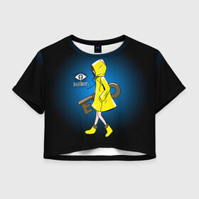 Женская футболка Crop-top 3D с принтом Little Nightmares в Новосибирске, 100% полиэстер | круглая горловина, длина футболки до линии талии, рукава с отворотами | horror | little nightmares | logo game | monster | девочка | логотипы игр | монстры | ужастики | хоррор | шестая