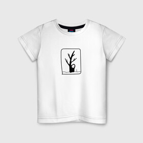 Детская футболка хлопок с принтом Безликий за деревом в Новосибирске, 100% хлопок | круглый вырез горловины, полуприлегающий силуэт, длина до линии бедер | Тематика изображения на принте: anime | аниме | безликий | каонаси | мультфильм | персонаж | унесенные призраками
