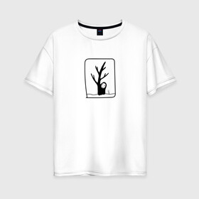 Женская футболка хлопок Oversize с принтом Безликий за деревом в Новосибирске, 100% хлопок | свободный крой, круглый ворот, спущенный рукав, длина до линии бедер
 | Тематика изображения на принте: anime | аниме | безликий | каонаси | мультфильм | персонаж | унесенные призраками