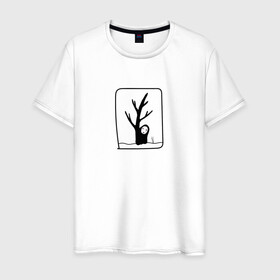 Мужская футболка хлопок с принтом Безликий за деревом в Новосибирске, 100% хлопок | прямой крой, круглый вырез горловины, длина до линии бедер, слегка спущенное плечо. | anime | аниме | безликий | каонаси | мультфильм | персонаж | унесенные призраками