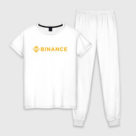 Женская пижама хлопок с принтом BINANCE БИНАНС БИРЖА в Новосибирске, 100% хлопок | брюки и футболка прямого кроя, без карманов, на брюках мягкая резинка на поясе и по низу штанин | bitcoin | blockchain | btc | cardano | crypto | ethereum | polkadot | tether | xrp | бинанс | биткоин | блокчейн | валюта | деньги | криптовалюта | майнер | майнинг | цифровая валюта | цифровое золото | эфир