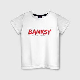 Детская футболка хлопок с принтом Banksy в Новосибирске, 100% хлопок | круглый вырез горловины, полуприлегающий силуэт, длина до линии бедер | Тематика изображения на принте: art | banksy | street art | арт | бэнкси | граффити | со смыслом | сосмыслом | стритарт